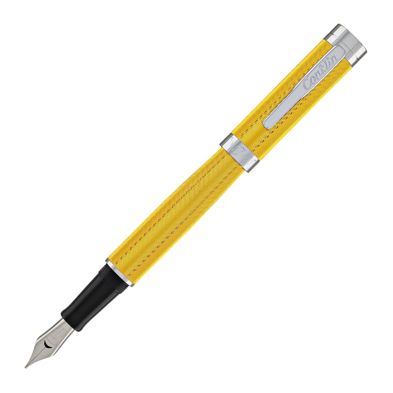 Conklin Herringbone Signature Fountain Pen in Yellow Omniflex