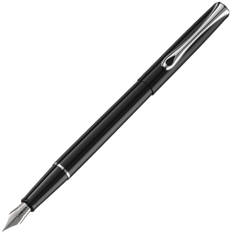 Diplomat Traveller Fountain Pen – Black Lacquer with Chrome Trim Fine