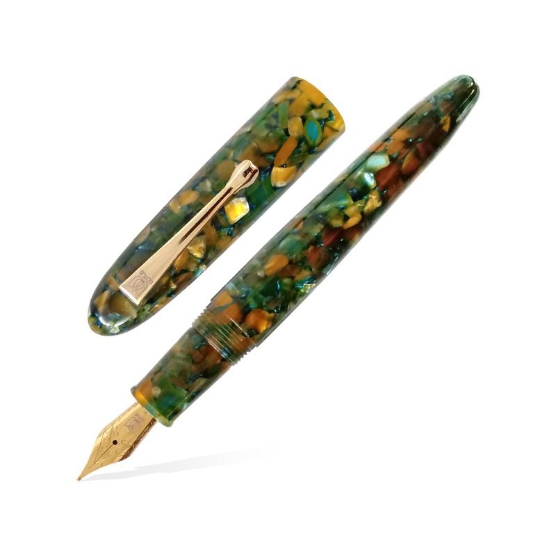 Lotus Shikhar Fountain Pen, Green Yellow – Jowo Steel Nib Broad