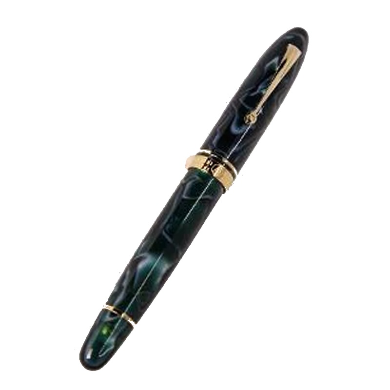 ASC Ogiva Medio Green Lagoon Fountain Pen – Gold Trim