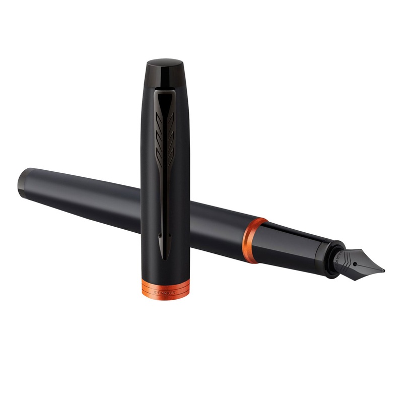 Parker IM Vibrant Rings Fountain Pen – Flame Orange Black BT Fine