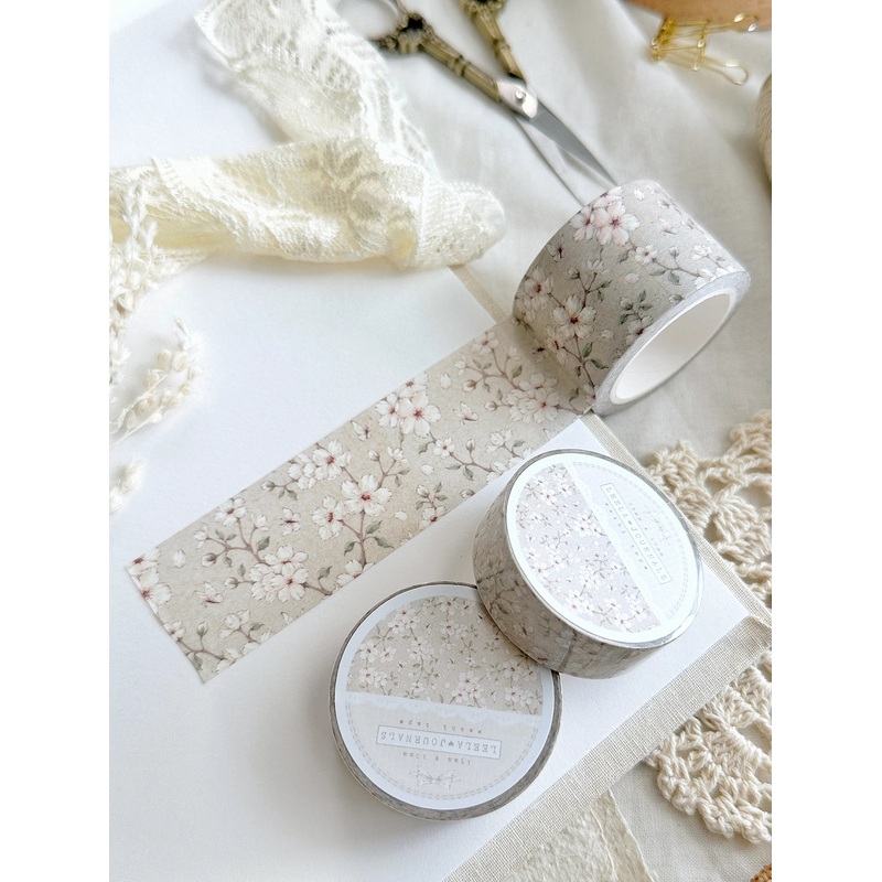 Leelajournals – Beige Sakura Floral Washi Tape 30mm