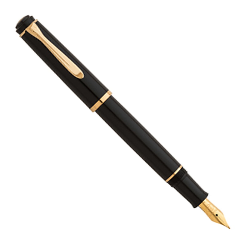 Pelikan M200 Cartridge Fountain Pen Black/Gold Trim – Fountain Pen M