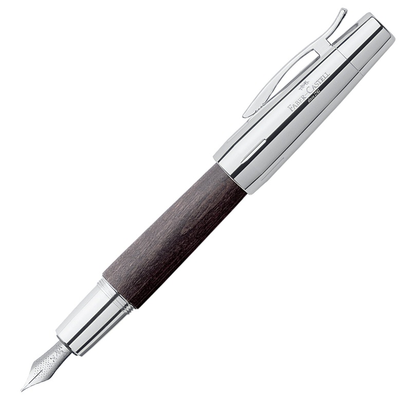 Faber-Castell E-motion Fountain Pen – Pearwood Black CT Extra Fine
