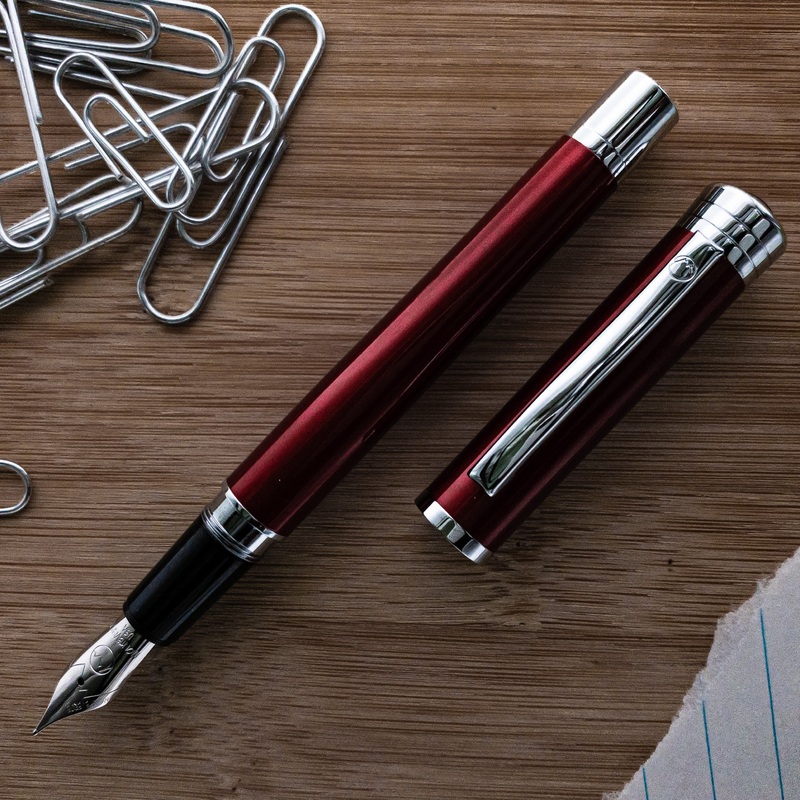 Monteverde Strata Fountain Pen, Red & Chrome Fine