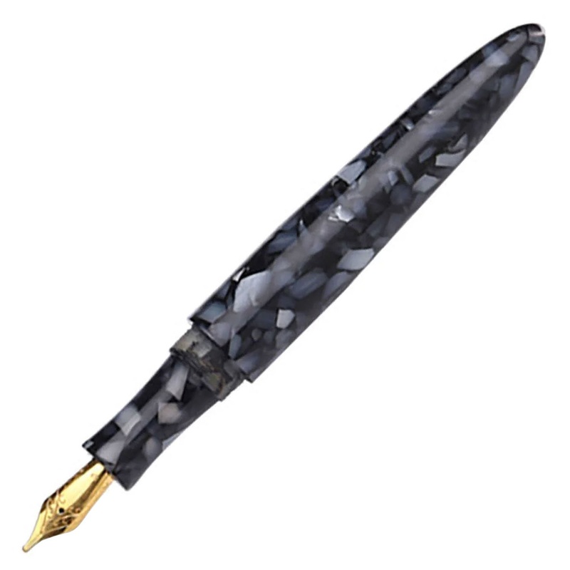 Ranga Giant 9B Premium Acrylic Fountain Pen, Black Craked Ice – Steel Nib Extra Fine