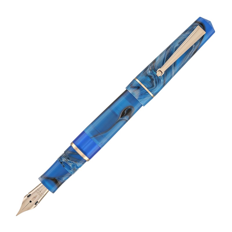Delta Duna Piston Fountain Pen in Oasis Blue Stainless Steel Medium