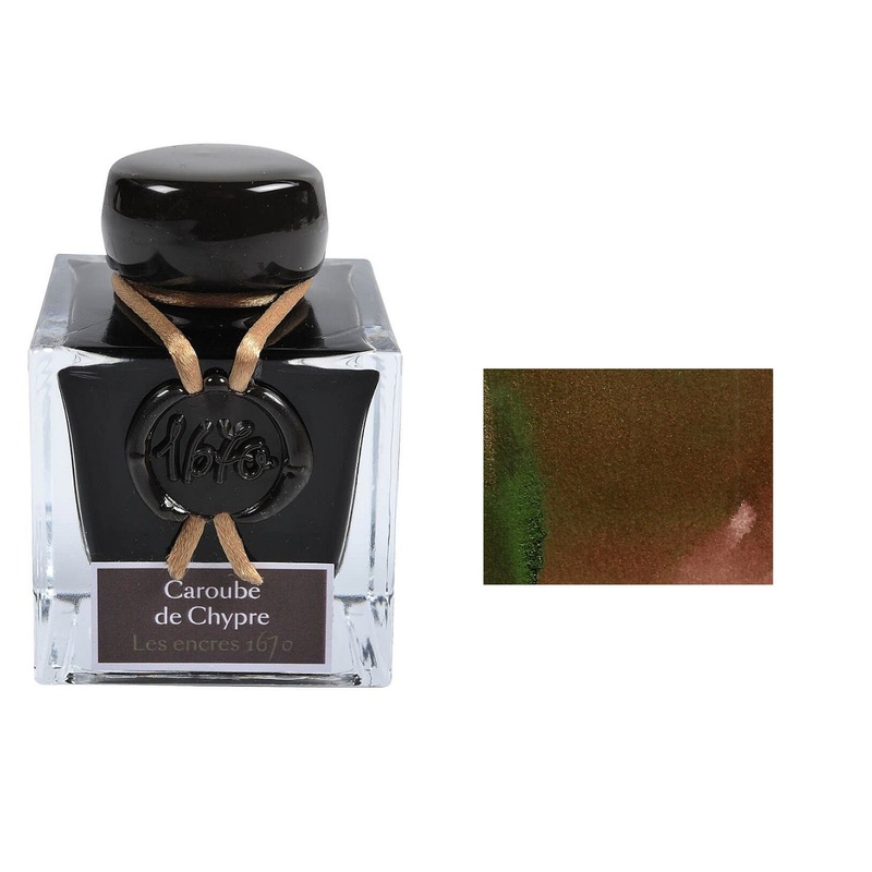 J Herbin 1670 Anniversary Fountain Pen Ink Bottle, Caroube De Chypre