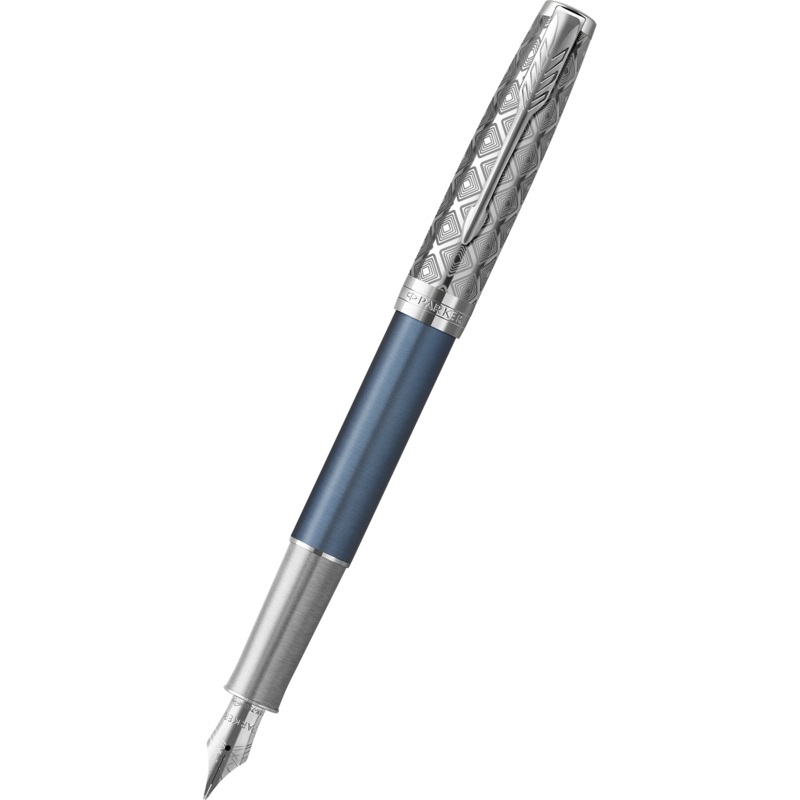 Parker Sonnet Premium Refresh Fountain Pen – Metal & Blue – Chrome Trim Fine