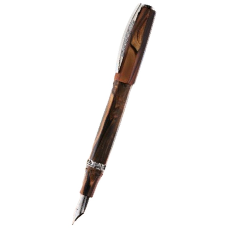 Visconti Medici Fountain Pen – Briarwood – Ruthenium Trim – Oversize Extra Fine