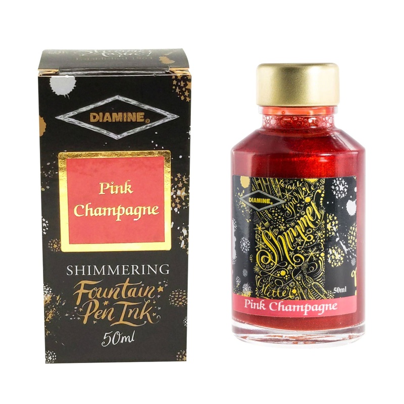 Diamine Shimmer Ink Bottle, Pink Champagne – 50ml