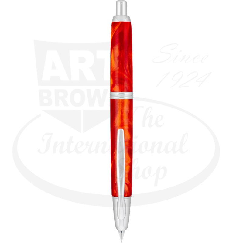 Vanishing Point SE Orange Marbled Medium Fountain Pen with Rhodium Accents
