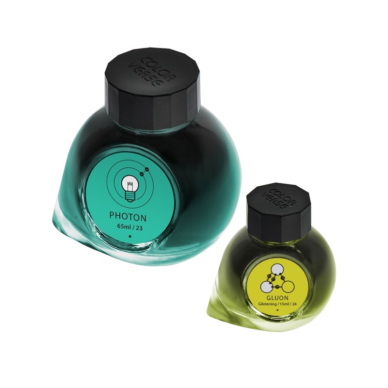 Colorverse Multiverse Photon & Gluon Ink Bottle, Turquoise (65ml) + Glistening Light Green (15ml)