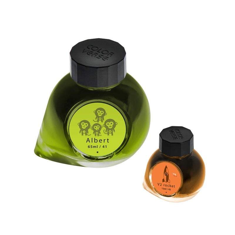 Colorverse Trailblazer in Space Albert & V2 Rocket Ink Bottle, Light Green (65ml) + Orange (15ml)