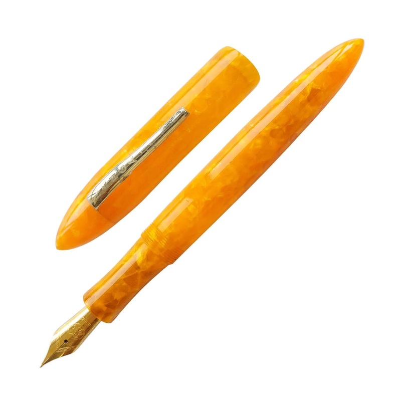 Ranga 8B Premium Acrylic Fountain Pen, Orange Cracked Ice – Steel Nib