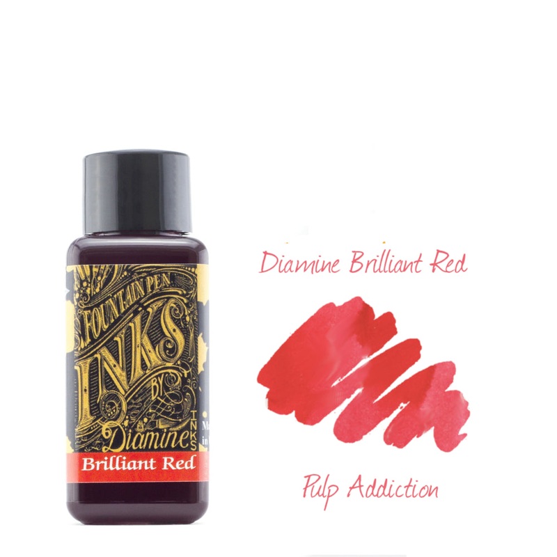 Diamine Fountain Pen Ink – Brilliant Red 30ml Bottle