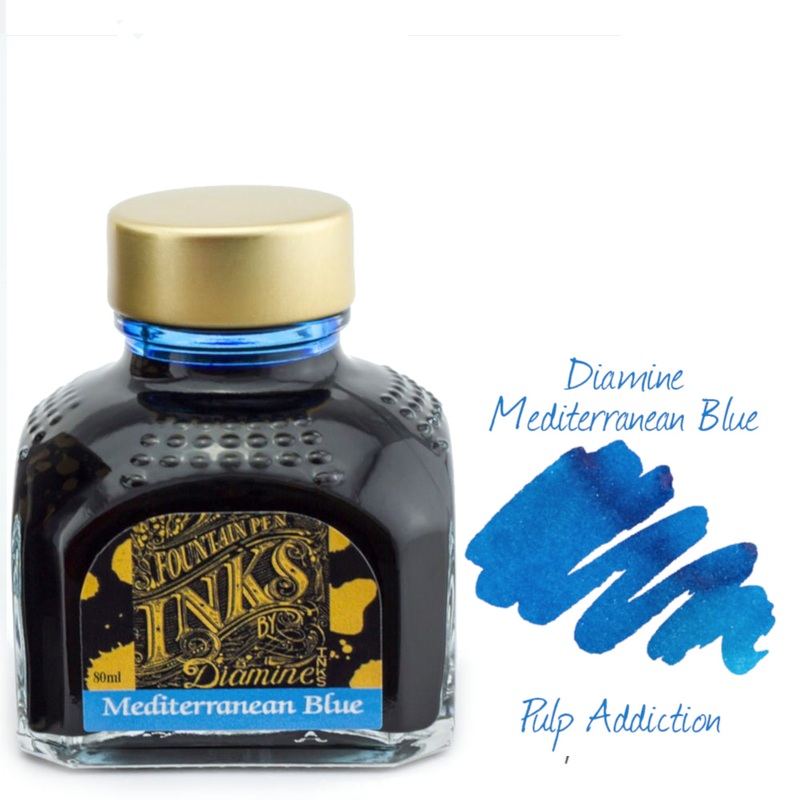 Diamine Fountain Pen Ink – Mediterranean Blue 80ml Bottle