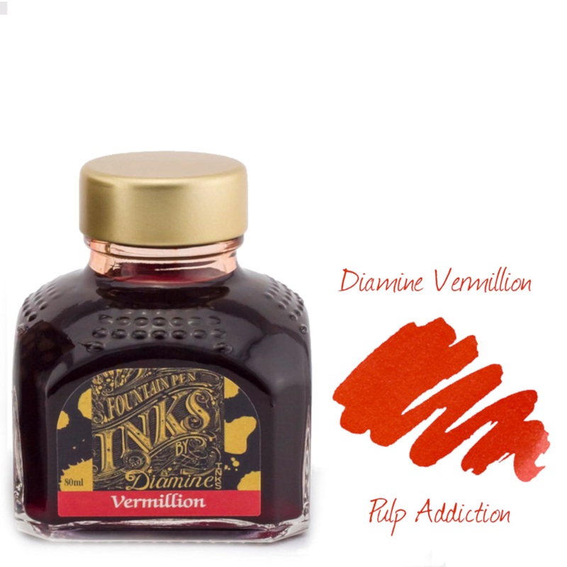 Diamine Fountain Pen Ink – Vermillion 80ml Bottle