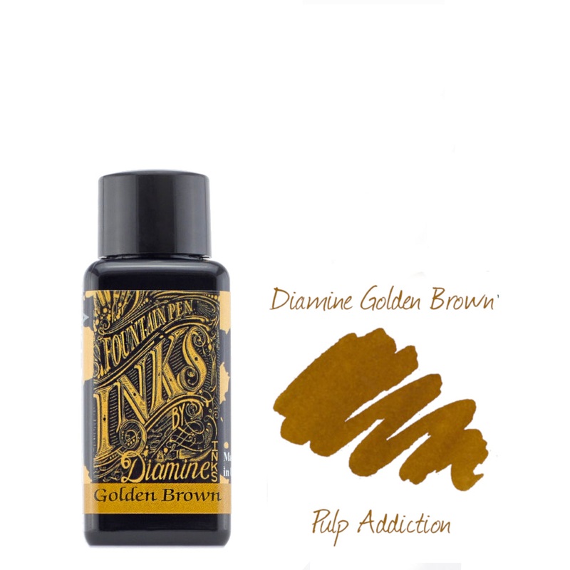 Diamine Fountain Pen Ink – Golden Brown 30ml Bottle