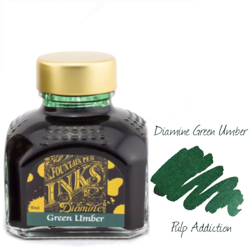 Diamine Fountain Pen Ink – Green Umber 80ml Bottle