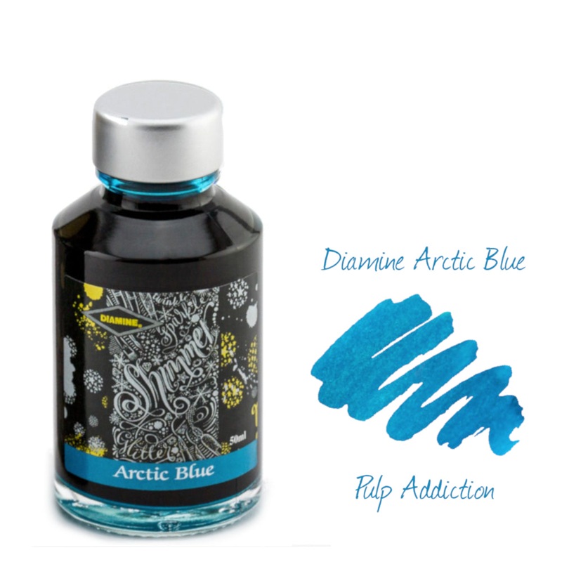 Diamine Shimmer Fountain Pen Ink – Arctic Blue 50ml Bottle