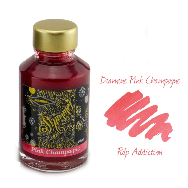 Diamine Shimmer Fountain Pen Ink – Pink Champagne 50ml Bottle