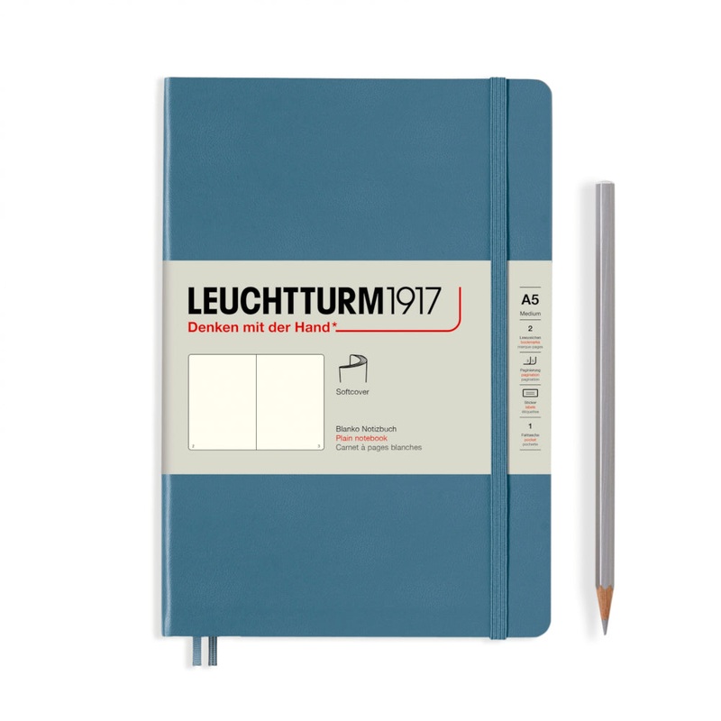 Leuchtturm1917 Notebook Softcover (A5), Plain – Stone Blue
