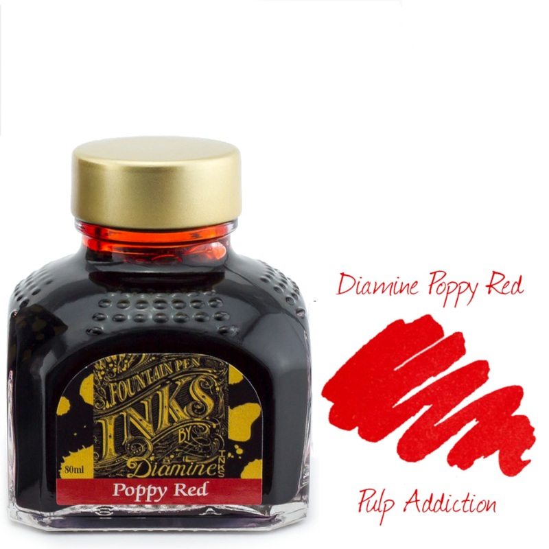 Diamine Fountain Pen Ink – Poppy Red 80ml Bottle