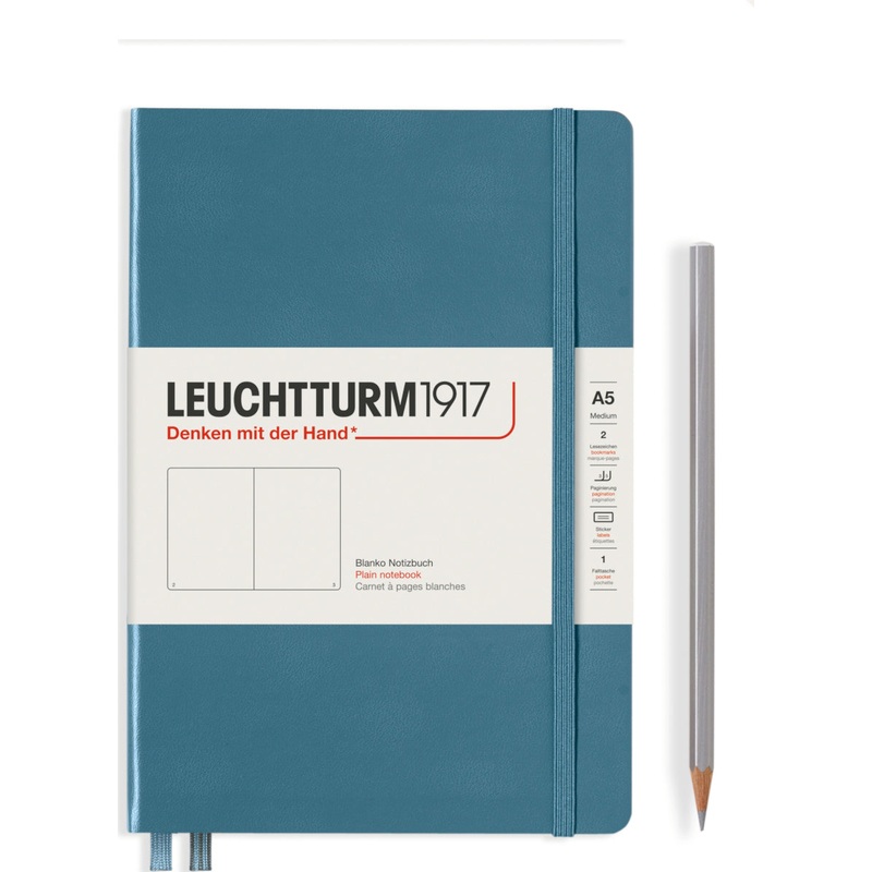 Leuchtturm1917 Notebook Medium (A5), Blank – Stone Blue
