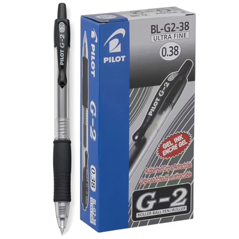 Pilot G-2 Gel Rollerball Pen – Ultra Fine 0.38mm, Black 12 Pack
