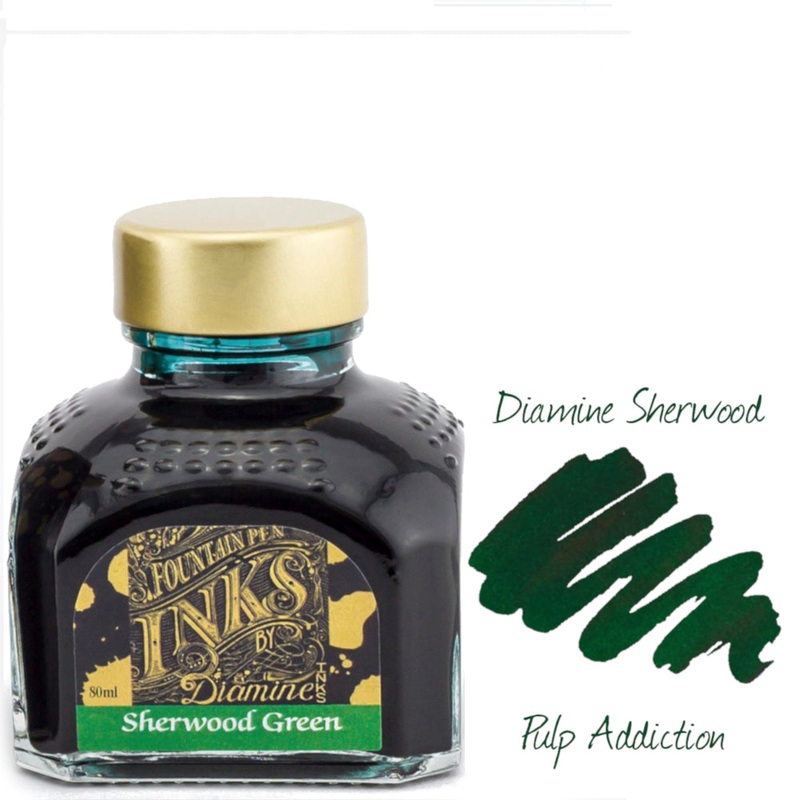 Diamine Fountain Pen Ink – Sherwood Green 80ml Bottle