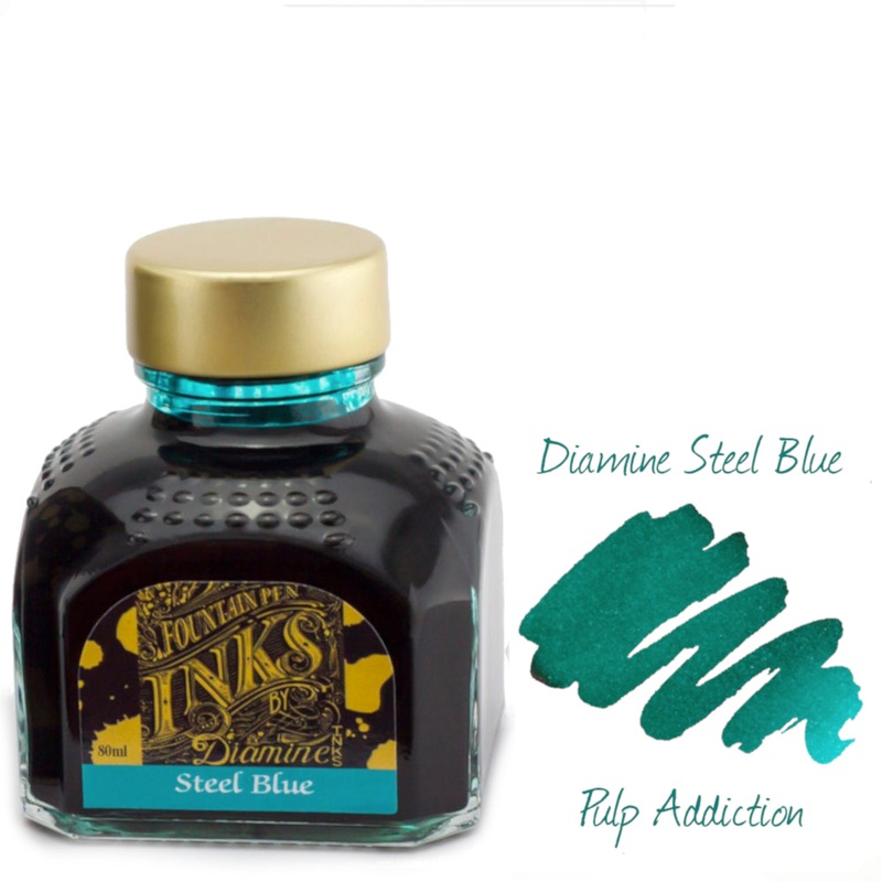 Diamine Fountain Pen Ink – Steel Blue 80ml Bottle