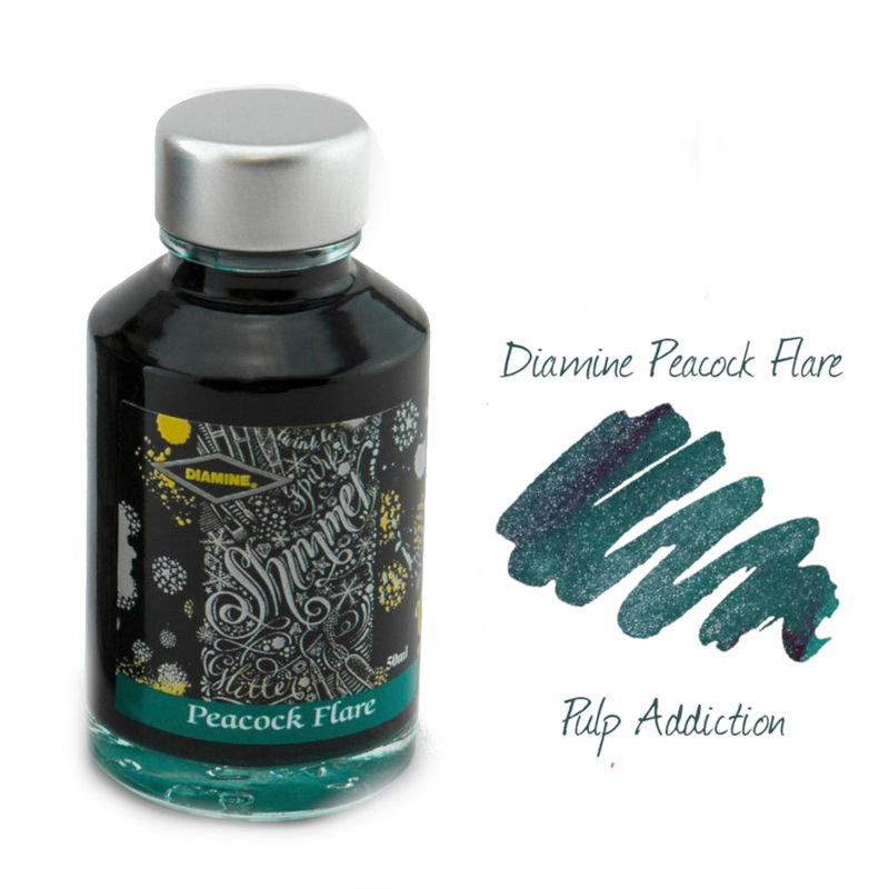 Diamine Shimmer Fountain Pen Ink – Peacock Flare 50ml Bottle