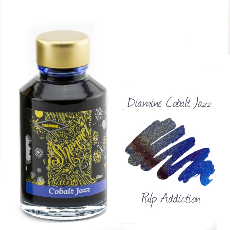 Diamine Shimmer Fountain Pen Ink – Cobalt Jazz 50ml Bottle