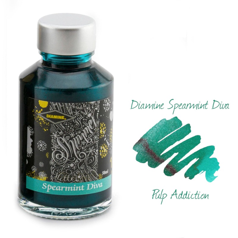 Diamine Shimmer Fountain Pen Ink – Spearmint Diva 50ml Bottle