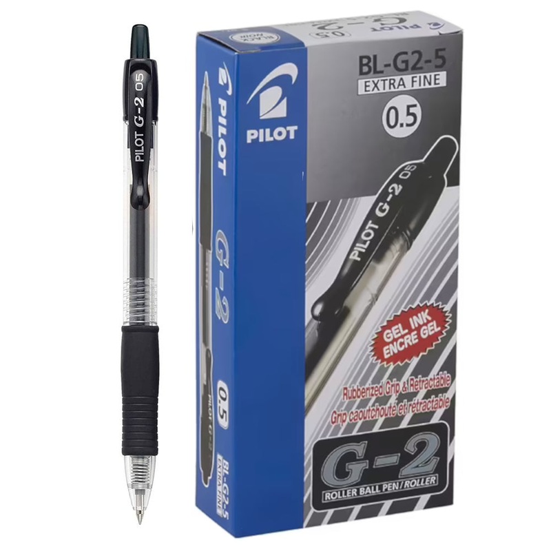 Pilot G-2 Gel Rollerball Pen – Extra Fine 0.5mm, Black 12 Pack