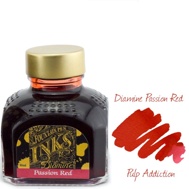 Diamine Fountain Pen Ink – Passion Red 80ml Bottle