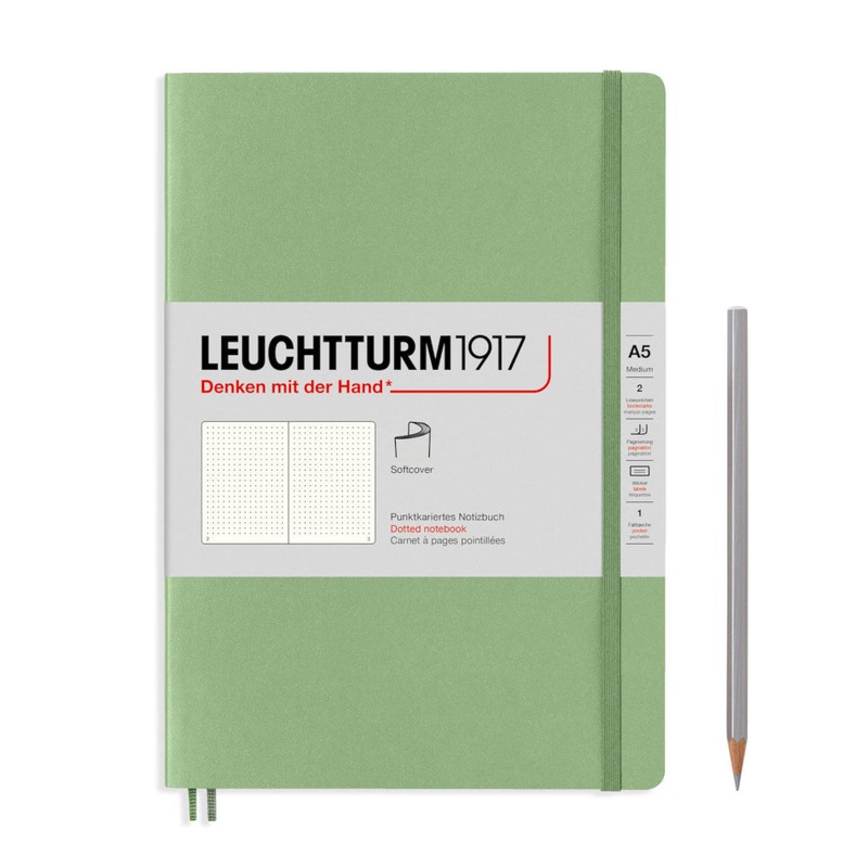 Leuchtturm1917 Notebook Softcover (A5), Dotted – Sage