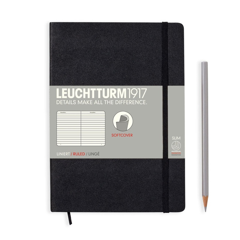 Leuchtturm1917 Notebook Softcover (A5), Ruled – Black