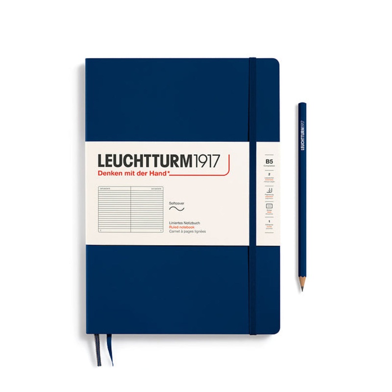 Leuchtturm1917 Notebook Composition Softcover (B5), Ruled – Navy