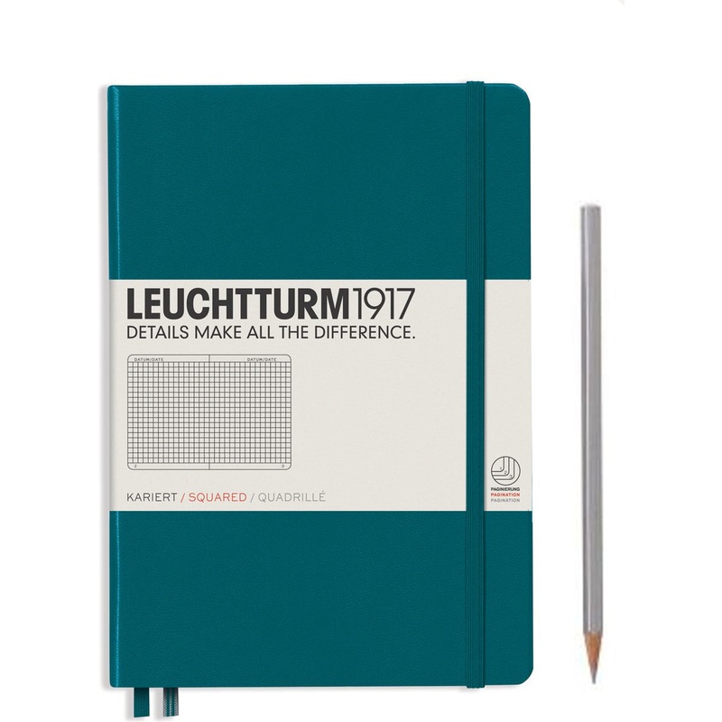 Leuchtturm1917 Notebook Medium (A5), Graph Squared – Pacific Green