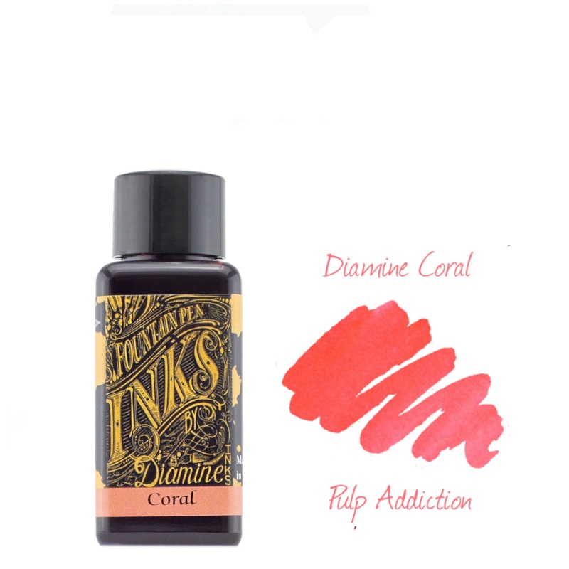 Diamine Fountain Pen Ink – Coral 30ml Bottle