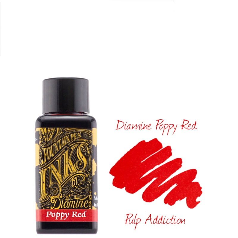 Diamine Fountain Pen Ink – Poppy Red 30ml Bottle