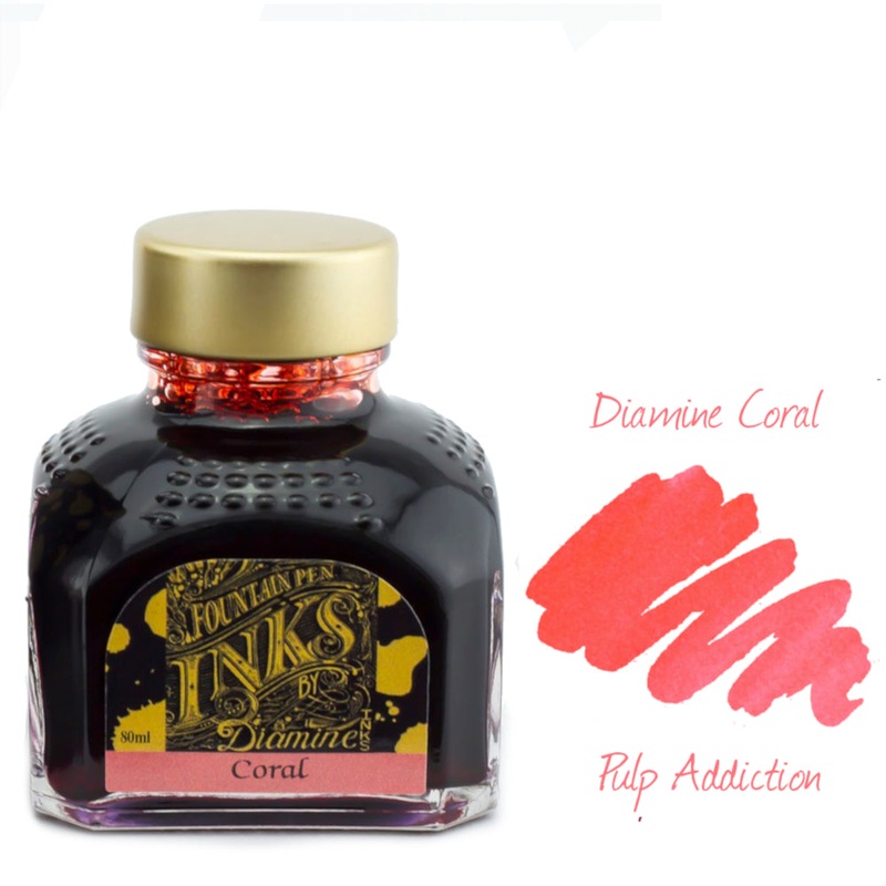 Diamine Fountain Pen Ink – Coral 80ml Bottle