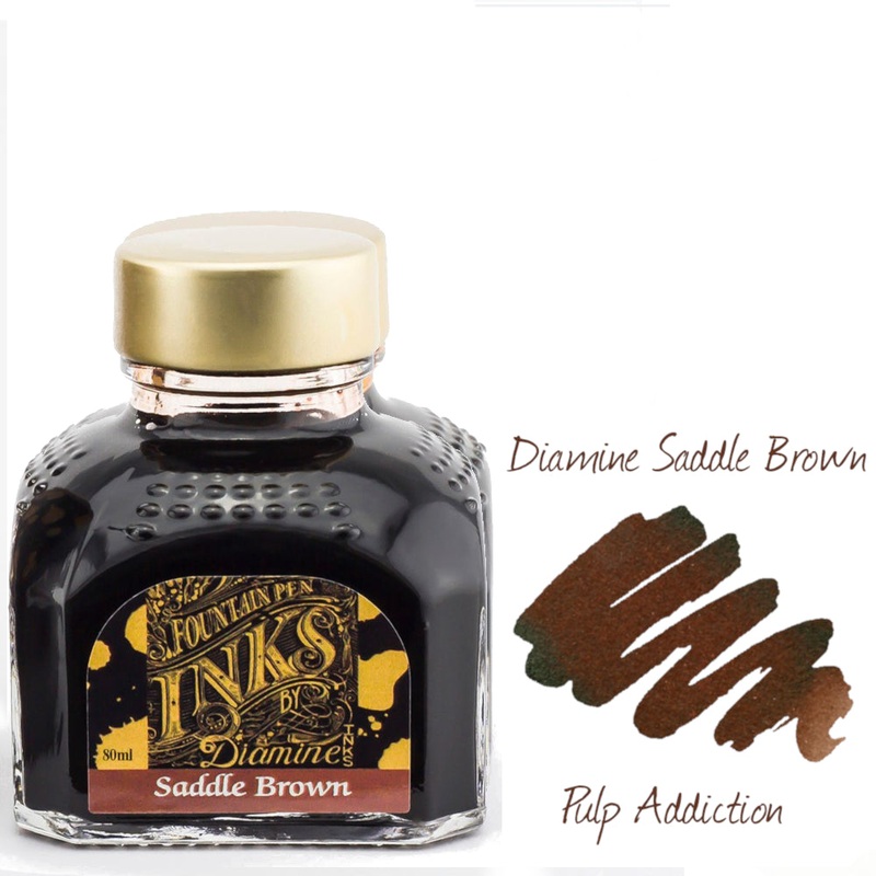 Diamine Fountain Pen Ink – Saddle Brown 80ml Bottle