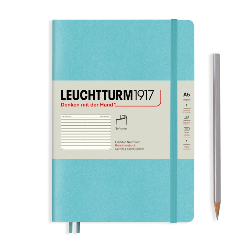 Leuchtturm1917 Notebook Softcover (A5), Lined – Aquamarine