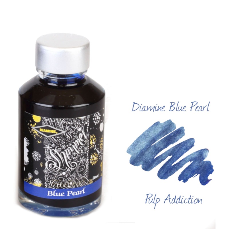 Diamine Shimmer Fountain Pen Ink – Blue Pearl 50ml Bottle