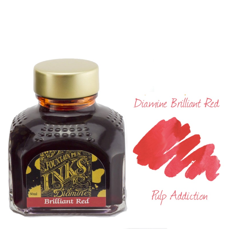 Diamine Fountain Pen Ink – Brilliant Red 80ml Bottle