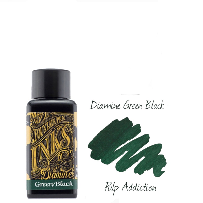 Diamine Fountain Pen Ink – Green Black 30ml Bottle