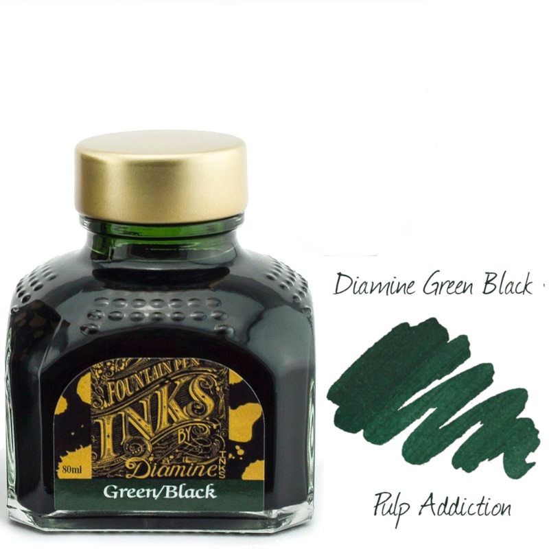 Diamine Fountain Pen Ink – Green Black 80ml Bottle